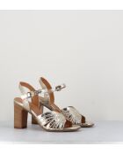 Goldene Ledersandalen - Absatz 8 cm