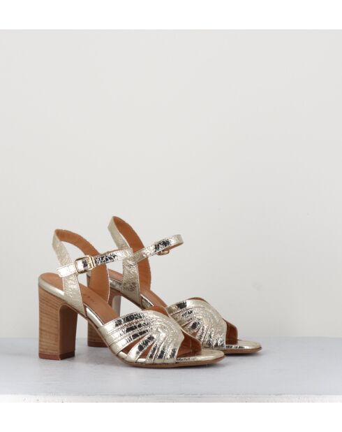 Goldene Ledersandalen - Absatz 8 cm