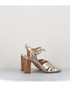 Goldene Ledersandalen - Absatz 8 cm