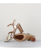 Goldene Ledersandalen - Absatz 8 cm