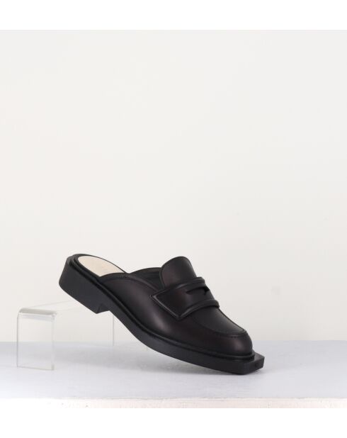 Schwarze Pantoletten aus Leder