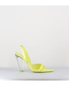 Gelbe Ledersandalen mit 10,5 cm Plexi-Absatz