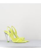 Gelbe Ledersandalen mit 10,5 cm Plexi-Absatz