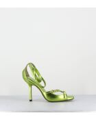Grüne Sandalen aus Metallic-Leder mit hohem Absatz — 10 cm Absatz