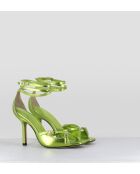 Grüne Sandalen aus Metallic-Leder mit hohem Absatz — 10 cm Absatz