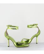 Grüne Sandalen aus Metallic-Leder mit hohem Absatz — 10 cm Absatz