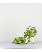 Grüne Sandalen aus Metallic-Leder mit hohem Absatz — 10 cm Absatz
