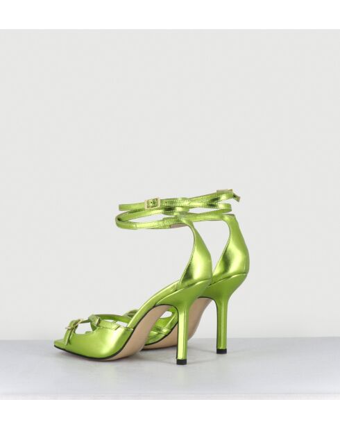 Grüne Sandalen aus Metallic-Leder mit hohem Absatz — 10 cm Absatz
