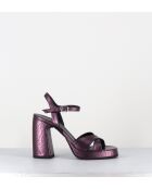 Plateausandalen aus Leder in Violett — 11 cm Absatz