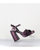 Plateausandalen aus Leder in Violett — 11 cm Absatz