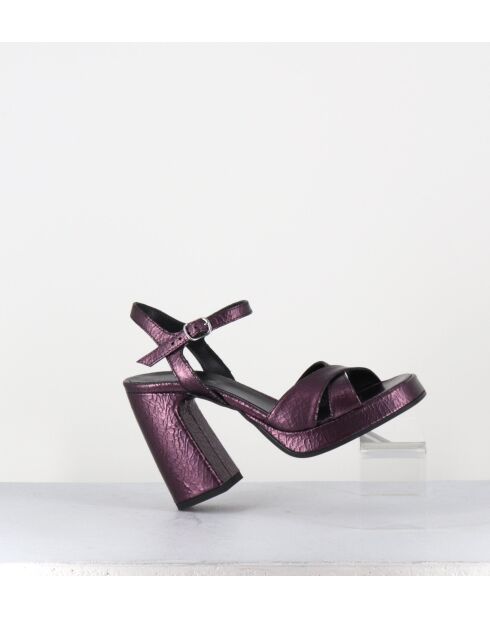 Plateausandalen aus Leder in Violett — 11 cm Absatz