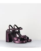 Plateausandalen aus Leder in Violett — 11 cm Absatz