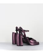 Plateausandalen aus Leder in Violett — 11 cm Absatz