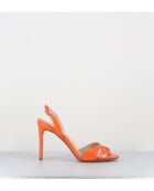 Oranje leren sandalen met hoge hak - hak van 10 cm