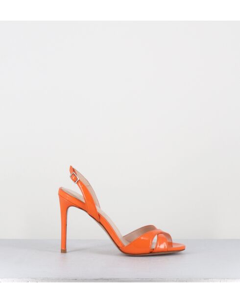 Orangefarbene Ledersandalen mit hohem Absatz — 10 cm Absatz