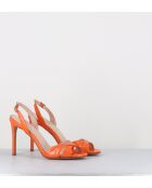 Oranje leren sandalen met hoge hak - hak van 10 cm
