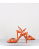 Oranje leren sandalen met hoge hak - hak van 10 cm