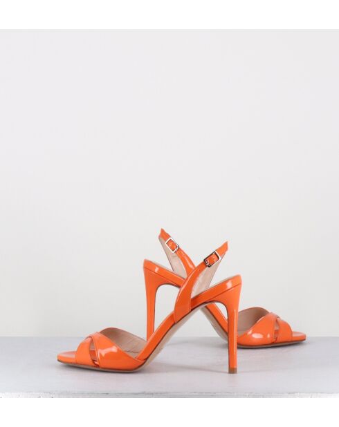 Orangefarbene Ledersandalen mit hohem Absatz — 10 cm Absatz