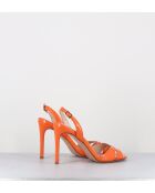 Oranje leren sandalen met hoge hak - hak van 10 cm
