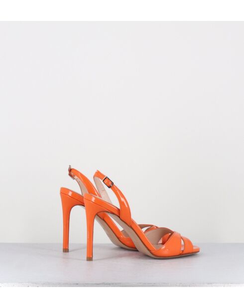 Orangefarbene Ledersandalen mit hohem Absatz — 10 cm Absatz