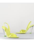 Silberne Pantolettensandalen aus Leder mit hohem Absatz — 11,5 cm Absatz