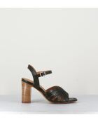 Sandali in pelle color kaki scuro - Tacco 8cm