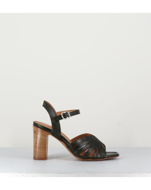 Sandali in pelle color kaki scuro - Tacco 8cm