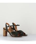 Sandali in pelle color kaki scuro - Tacco 8cm