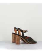 Sandali in pelle color kaki scuro - Tacco 8cm