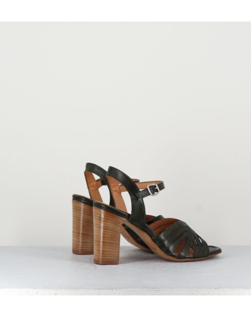 Sandali in pelle color kaki scuro - Tacco 8cm