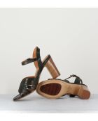 Sandali in pelle color kaki scuro - Tacco 8cm