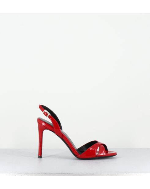 Rode leren sandalen met hoge hak - hak van 10 cm