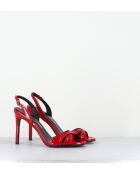 Rode leren sandalen met hoge hak - hak van 10 cm