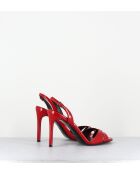 Rode leren sandalen met hoge hak - hak van 10 cm