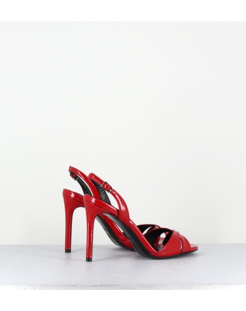 Rode leren sandalen met hoge hak - hak van 10 cm