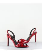 Rode leren sandalen met hoge hak - hak van 10 cm