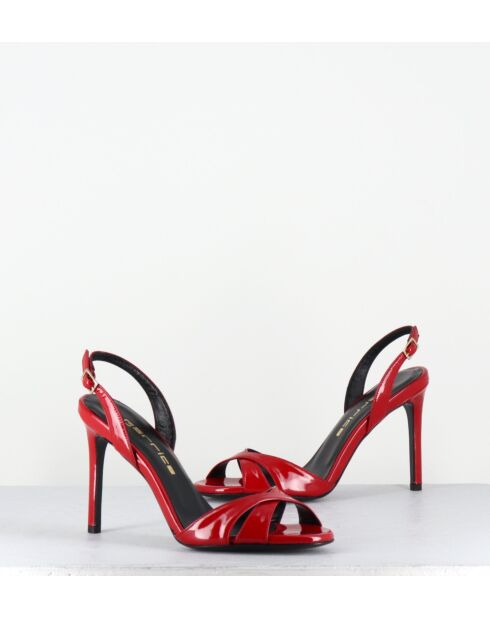 Rode leren sandalen met hoge hak - hak van 10 cm