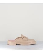 Mocassins mules en cuir beiges