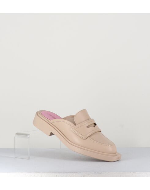 Mocassins mules en cuir beiges