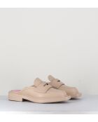 Mocassins mules en cuir beiges