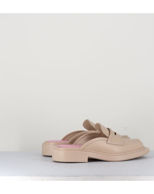 Mocassins mules en cuir beiges