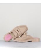 Mocassins mules en cuir beiges
