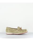 Mocassins en daim vert kaki clair