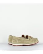 Mocassins en daim vert kaki clair