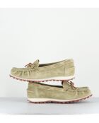 Mocassins en daim vert kaki clair