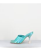 Pantoletten aus türkisblauem Leder — 9,5 cm Absatz