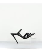 Sandales mules à haut talon en cuir noires - Talon 11,5cm