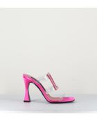 Rosafarbene Pantolettensandalen mit 10 cm Absatz