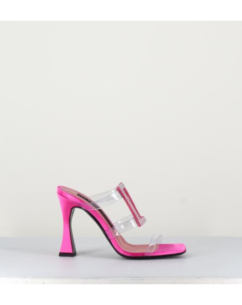 Rosafarbene Pantolettensandalen mit 10 cm Absatz