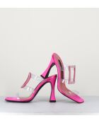 Rosafarbene Pantolettensandalen mit 10 cm Absatz